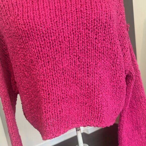 Anthropologie Cropped Notched Collar Sweater S - Picture 4 of 8